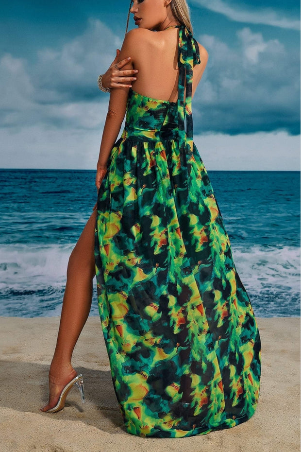 Sriene Printed Halter Maxi Dress