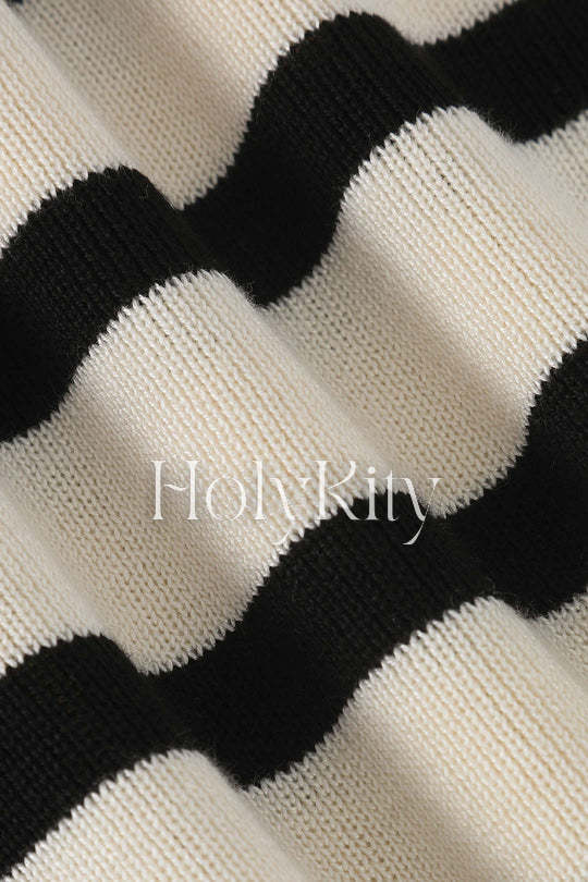 Haut en tricot à rayures et manches courtes 
