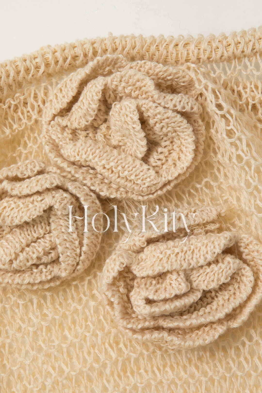 3D Flower Knit Split Skirt