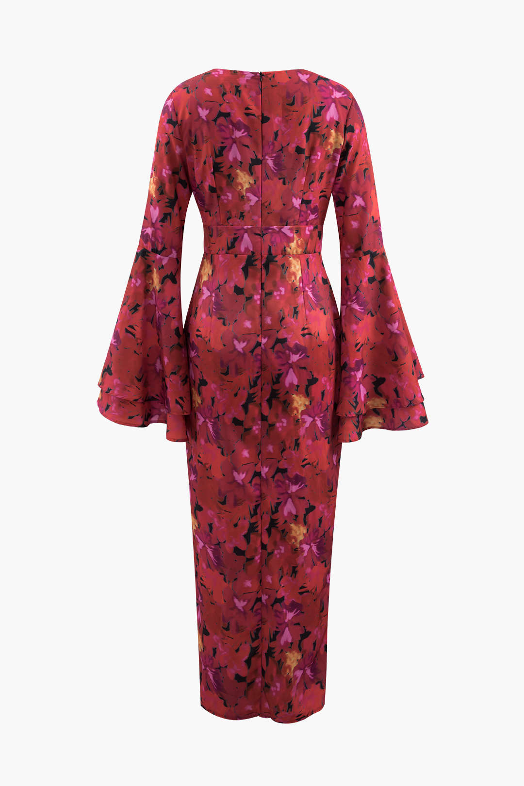 Maxikleid mit Blumendruck, V-Ausschnitt und Schlitz 