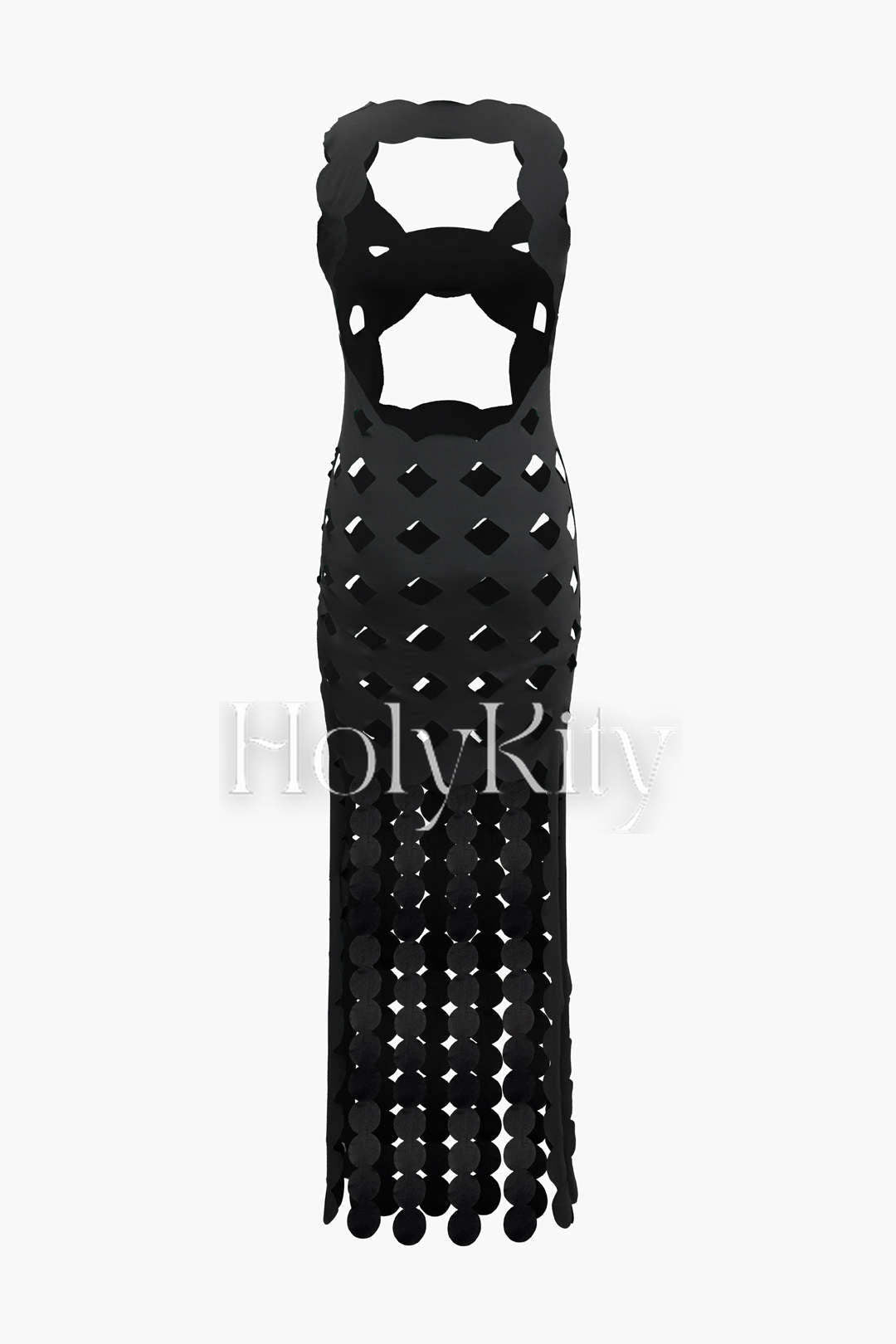Midikleid mit kreisförmigem Schnitt und Fransen 