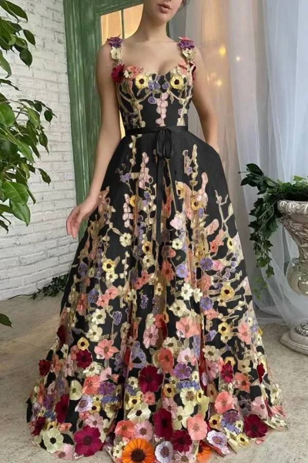 Three-dimensional flower fashionable embroidery flower hip sexy dress
