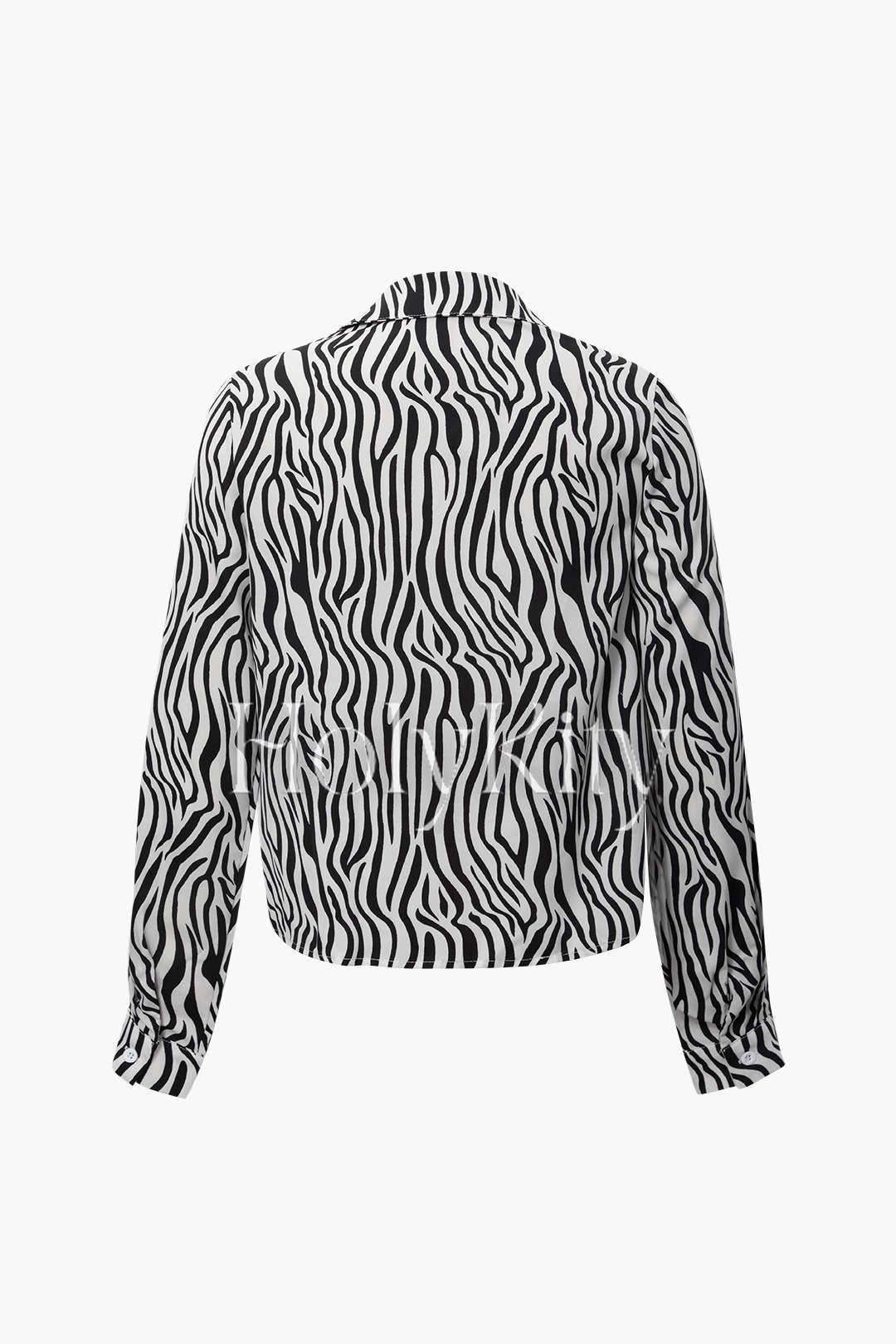 Bluse mit Zebrastreifen und Knotensaum 