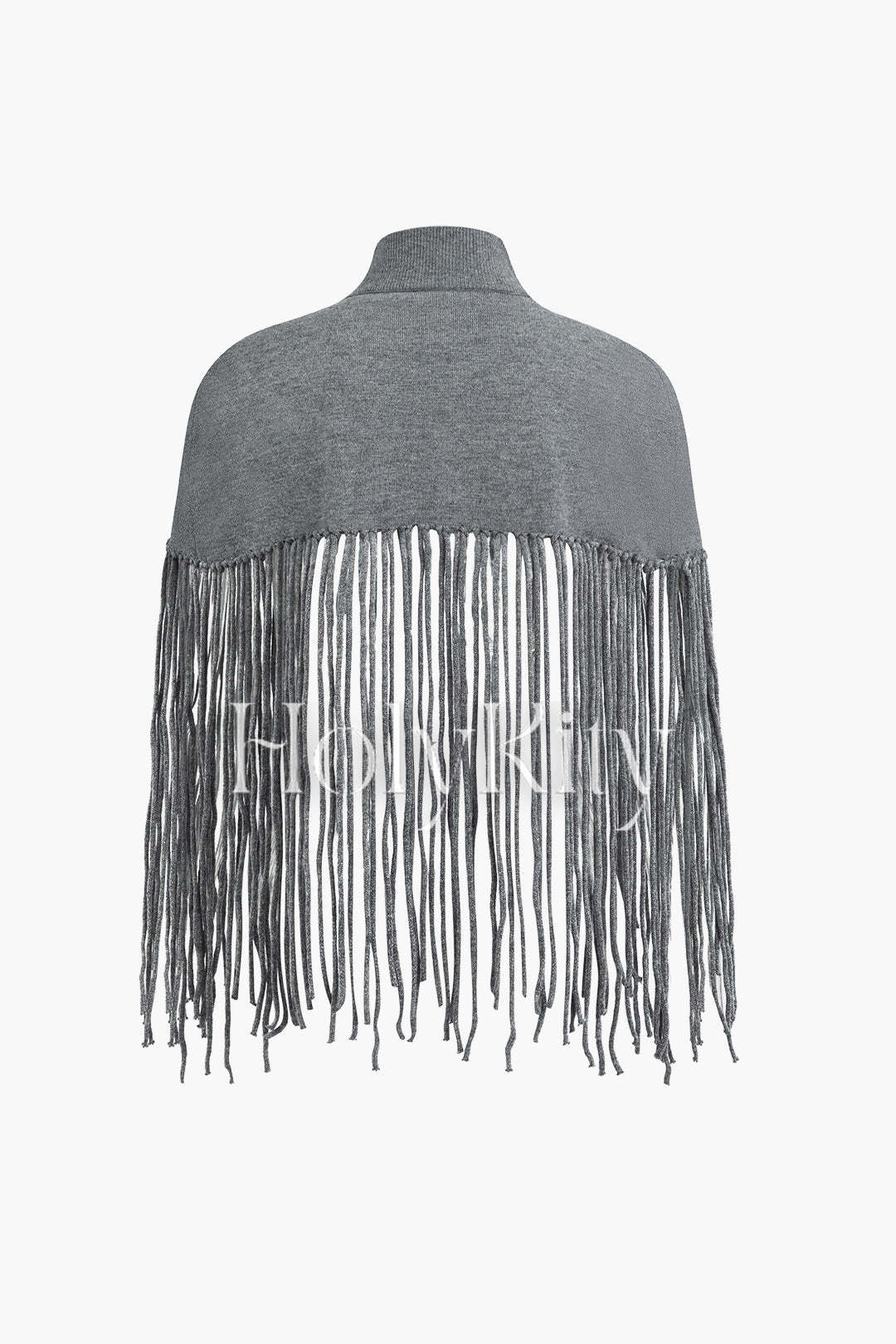 Braided Fringe Hem Mock Neck Knit Top
