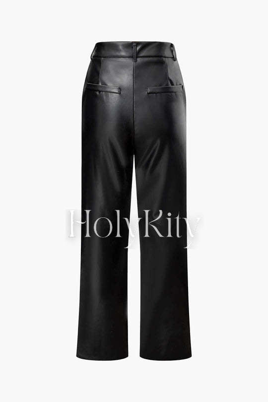 Faux Leather Straight Leg Pants