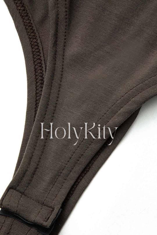 Solid V-neck Long Sleeve Bodysuit
