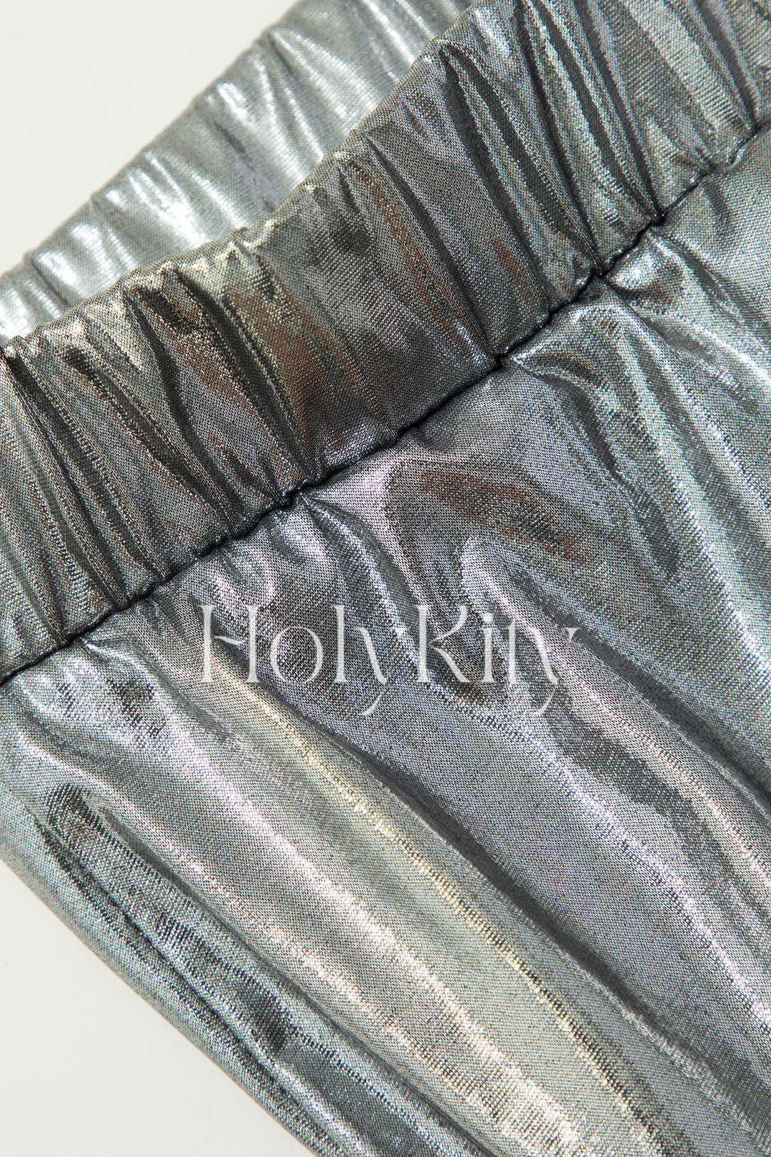 Metallic High Waisted Back Slit Maxi Skirt