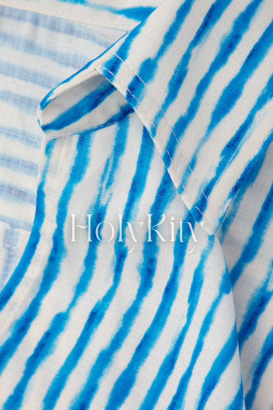 Stripe Knot Hem Blouse