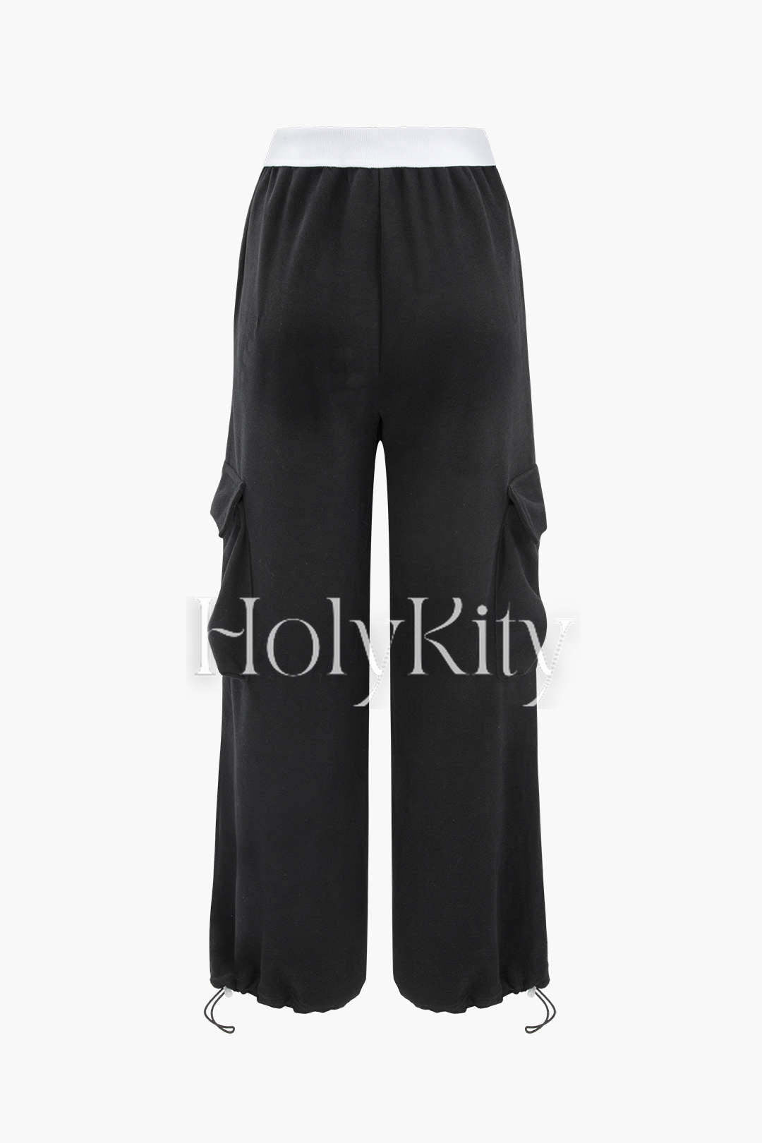 Foldover Flap Pocket Drawstiring Cargo Pants
