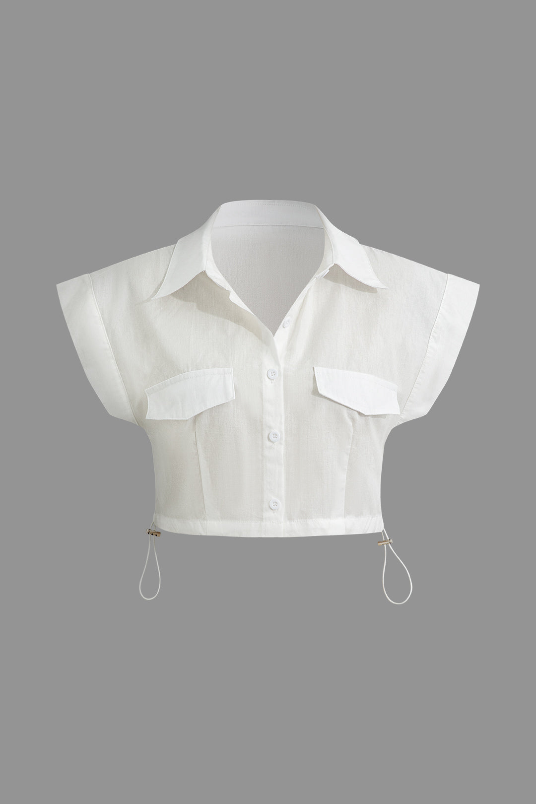 Drawstring Crop Short Sleeve Shirt