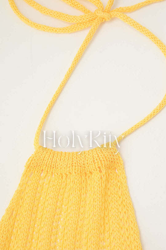 Halter Knit BacklessCover-up Dress