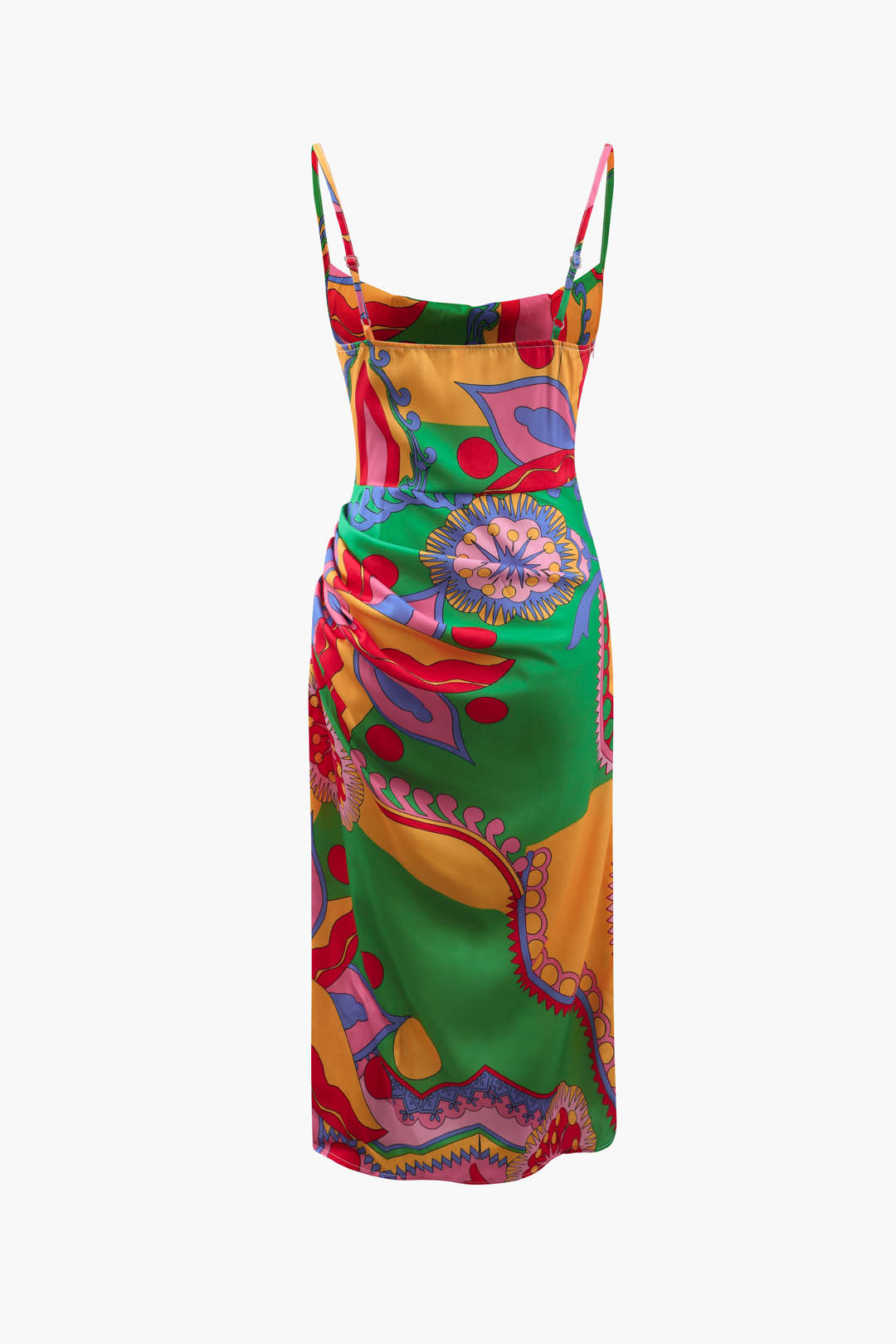 Bedrucktes, gerüschtes Wickel-Midikleid 