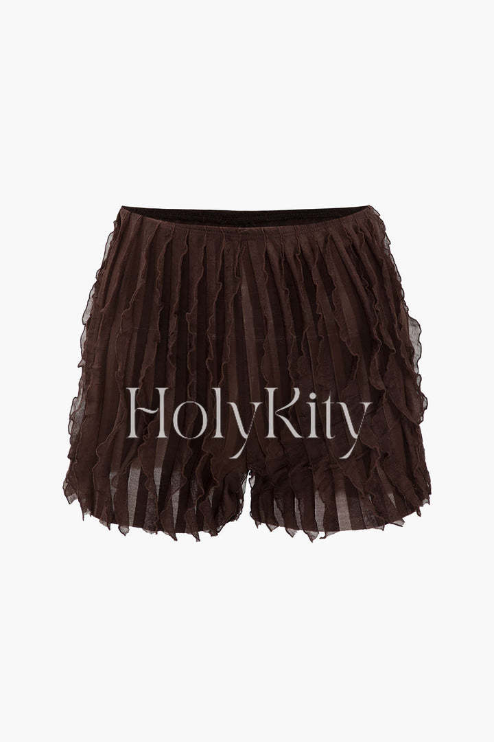 Short en maille à volants 
