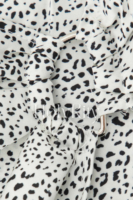 Leopard Print Wrap Split Midi Skirt