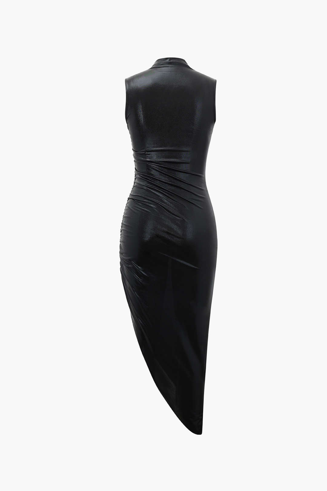 Robe midi sans manches à ourlet asymétrique métallisé 