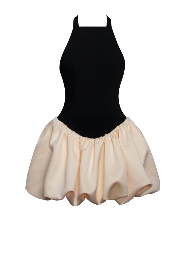 Yaira Backless Drop Waist Mini Bubble Dress