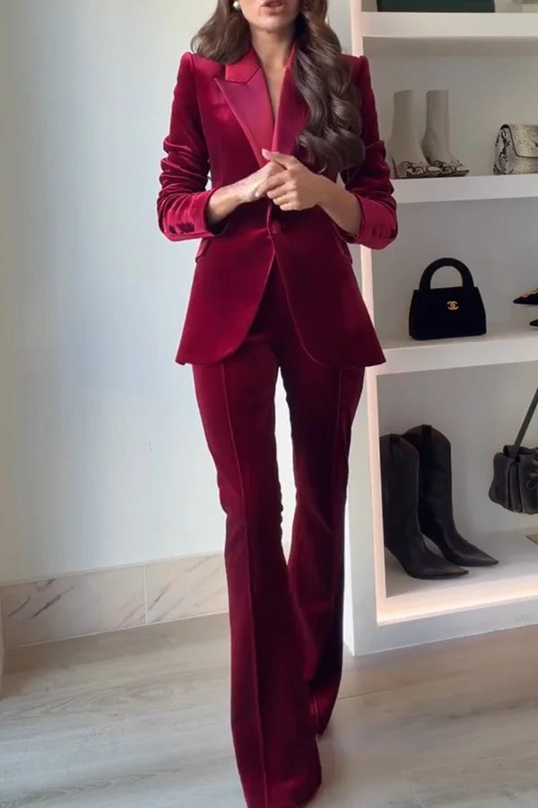 Delicate Daze Velvet High Rise Elastic Waist Flare Pants