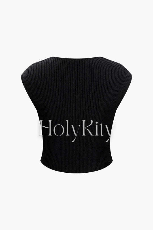 Ärmelloses Stricktop mit herzförmigem Ausschnitt 