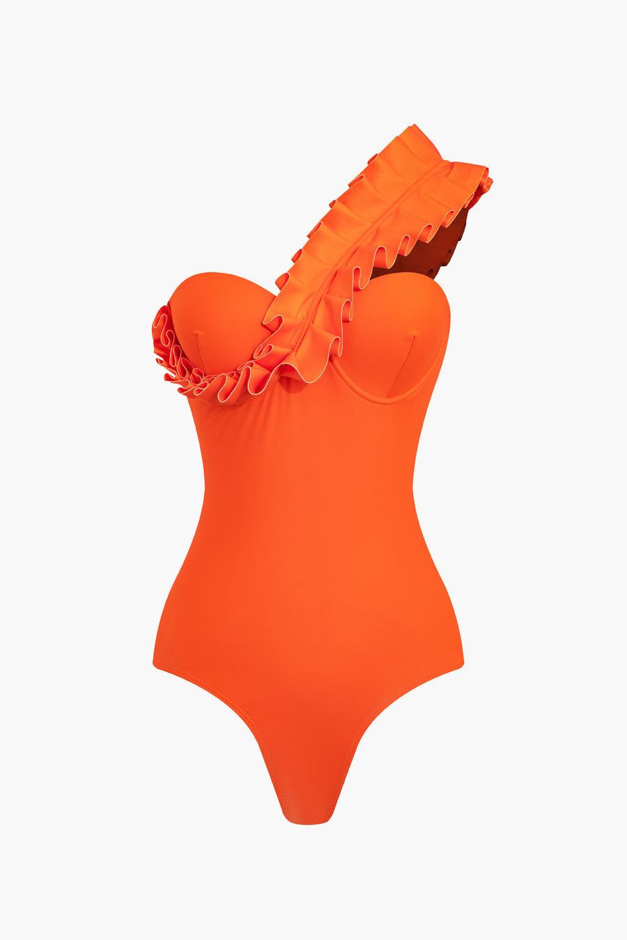Bustier-Badeanzug mit Rüschen und One-Shoulder-Träger 