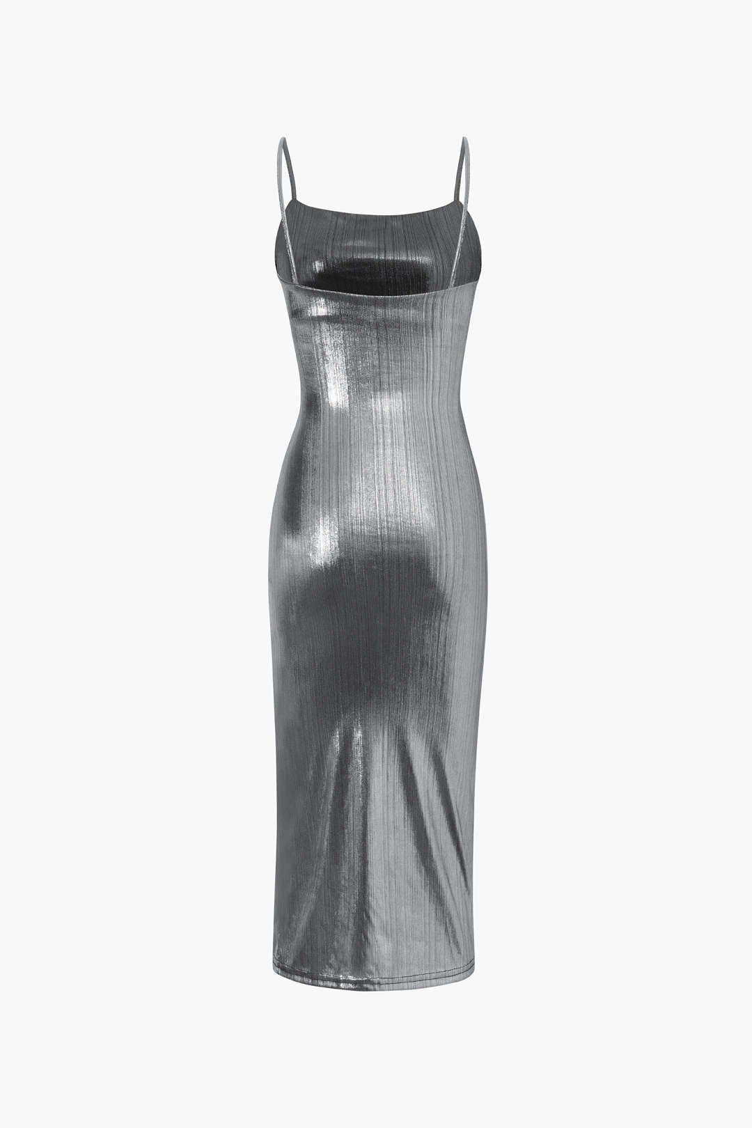 Robe midi fendue froncée métallisée 