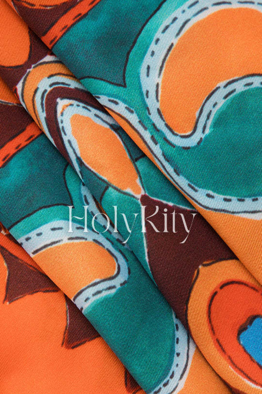 Tropical Print Tie Waist Wide Leg Pants
