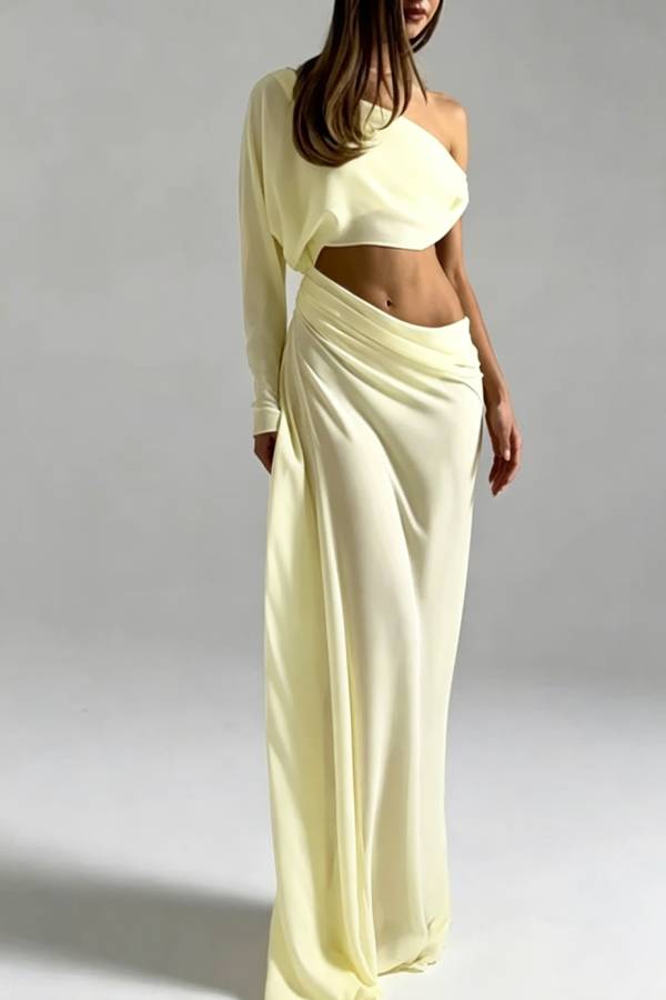 Sculptural Asymmetric Cutout Maxi Dress