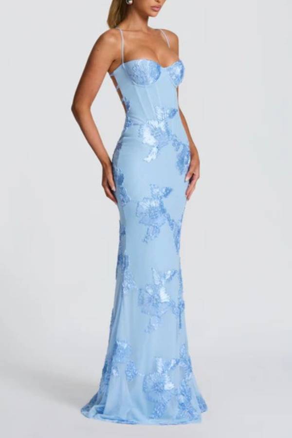 Floral Lace Cami Gown
