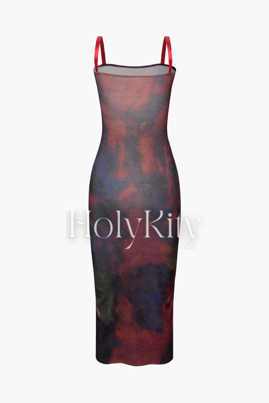 Tie Dye Ribbed Midi Dress