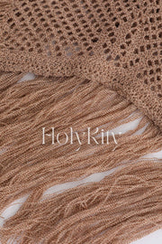 Fringe Hem Openwork Knit Tank Top