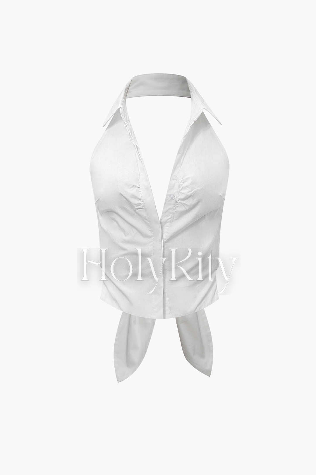 Chemise sans manches à dos licou et nœud dans le dos 