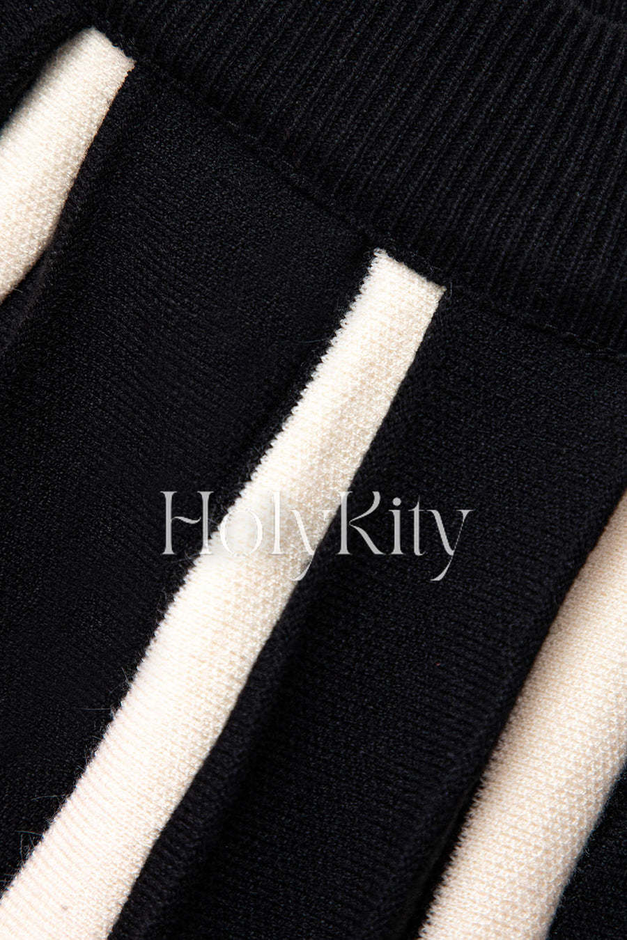 Contrast Stripe A-shape Knit Skirt