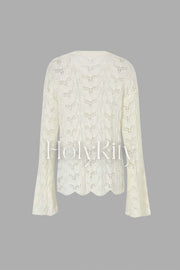 Long Sleeve Openwork Knit Top