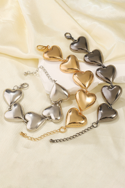 Heart-Shaped Alloy Fashionable Chain Bracelet-Gold