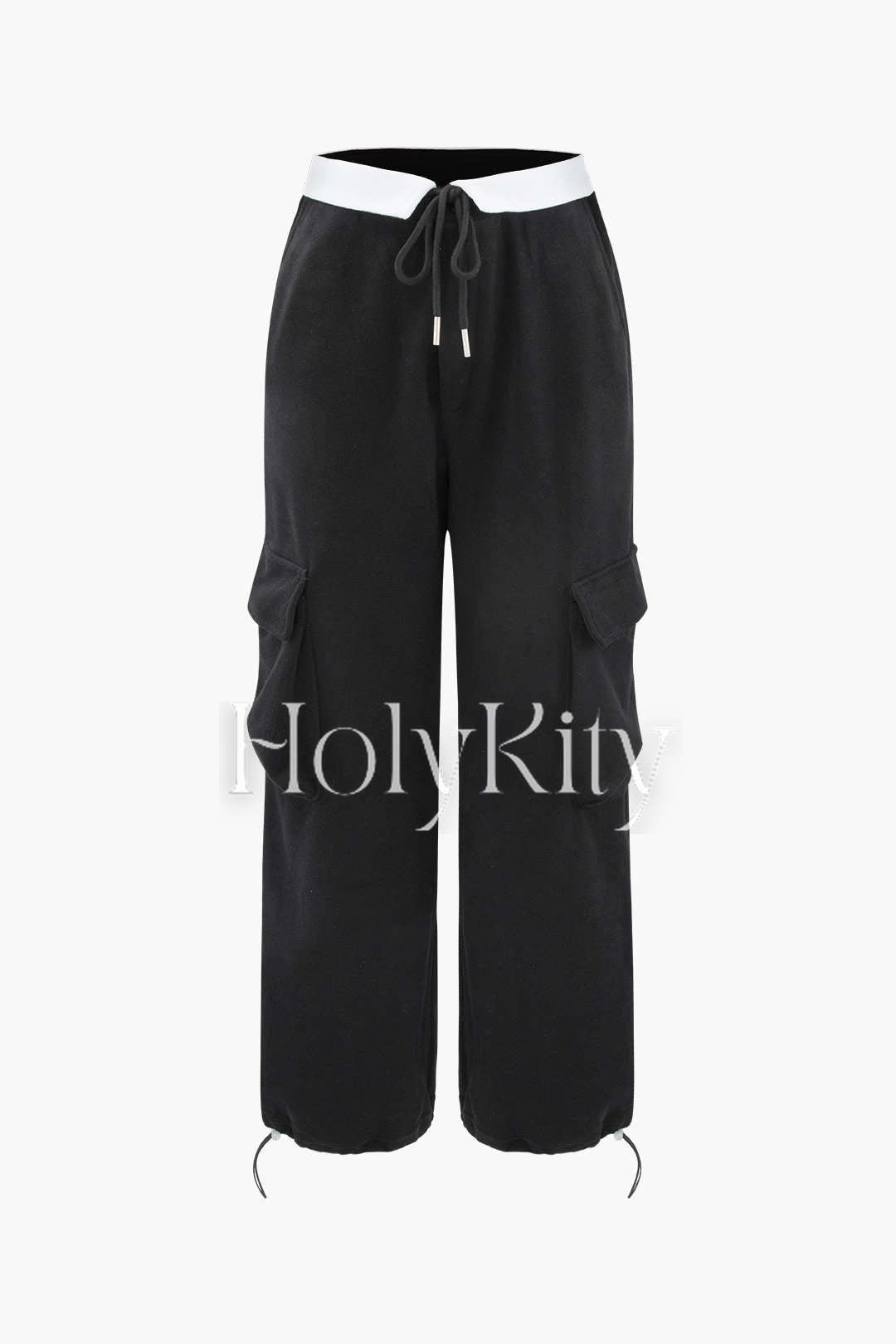 Foldover Flap Pocket Drawstiring Cargo Pants
