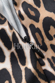Leopard Print Slit Shorts