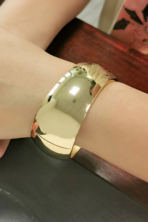 Classic Drum Mirror Spring Open Wide Bracelet