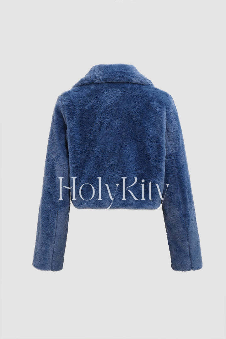 Veste à revers en fausse fourrure 