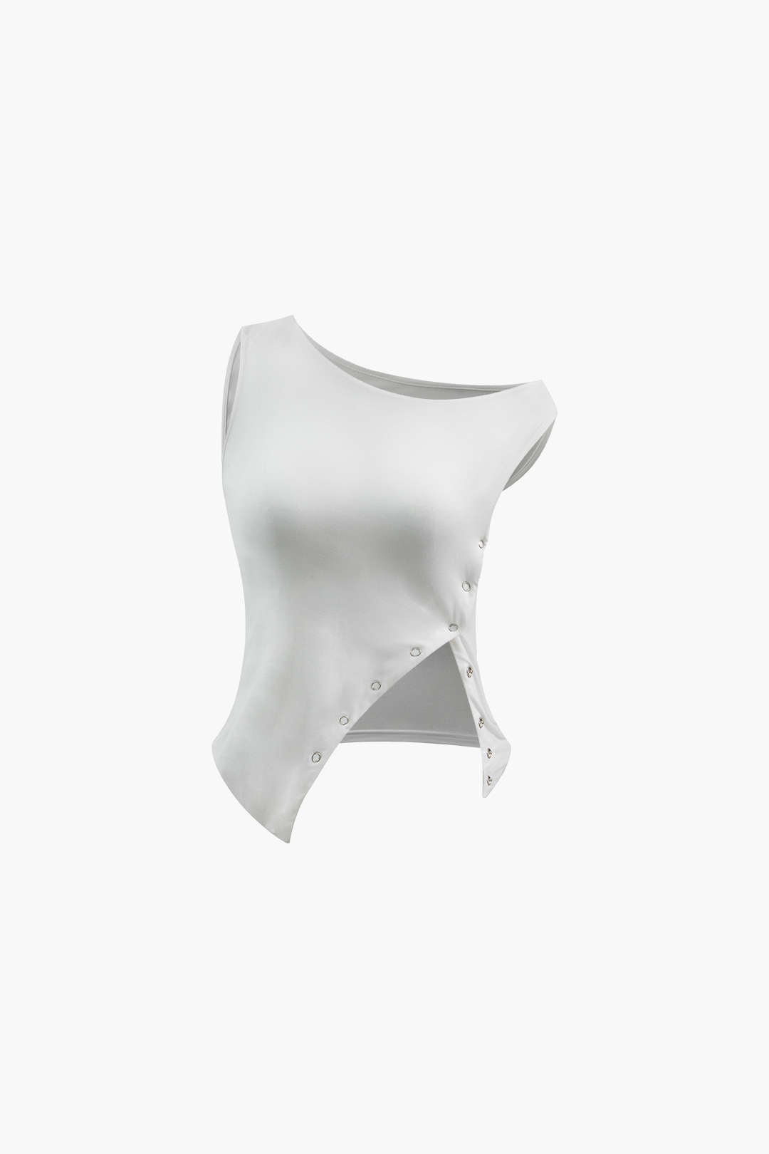 Haut sans manches à boutons asymétriques 