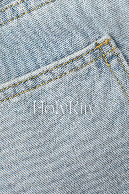 Foldover Waist Denim Shorts