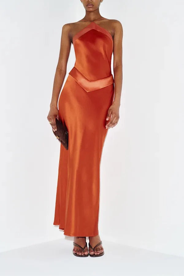Seraphina Geometric Banded Halter Maxi Dress