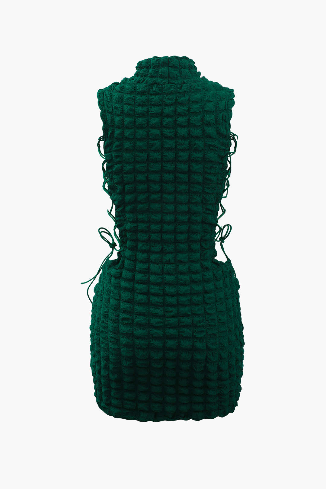 Minikleid mit Popcorn-Struktur und seitlicher Schnürung 