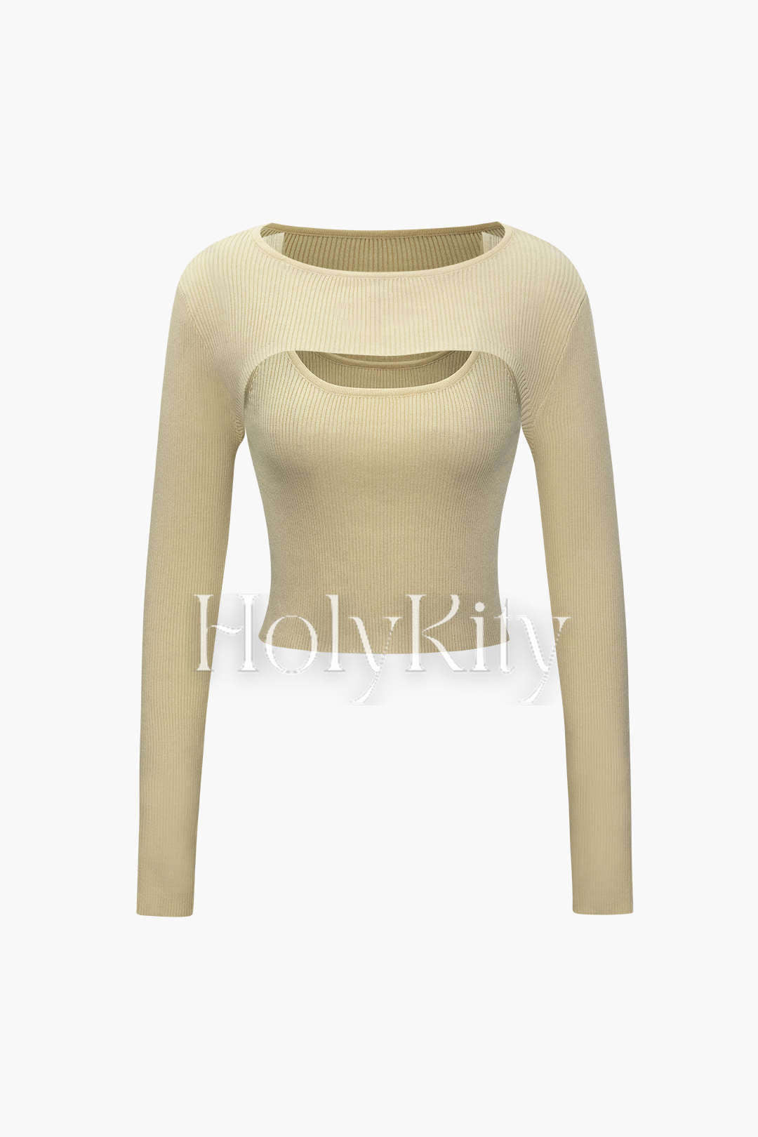 Ensemble haut caraco en tricot uni et boléro à manches longues 