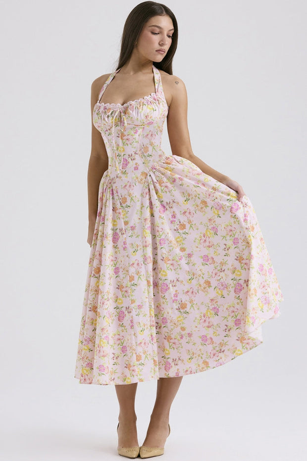 Slim Fit Halter Neck Lace Dress