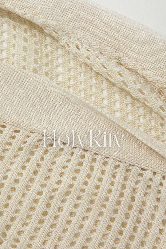 Knot Side Slit Open Knit Skirt