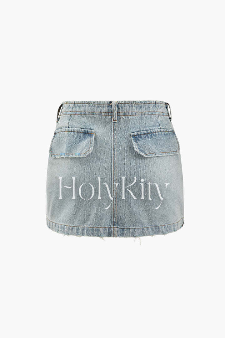Denim Cargo Mini Skirt