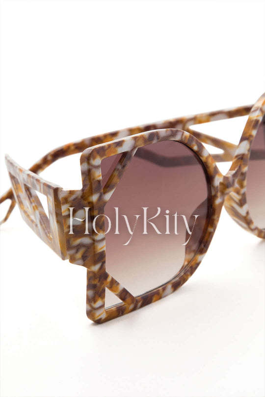 Tortoiseshell Square Bevel Sunglasses