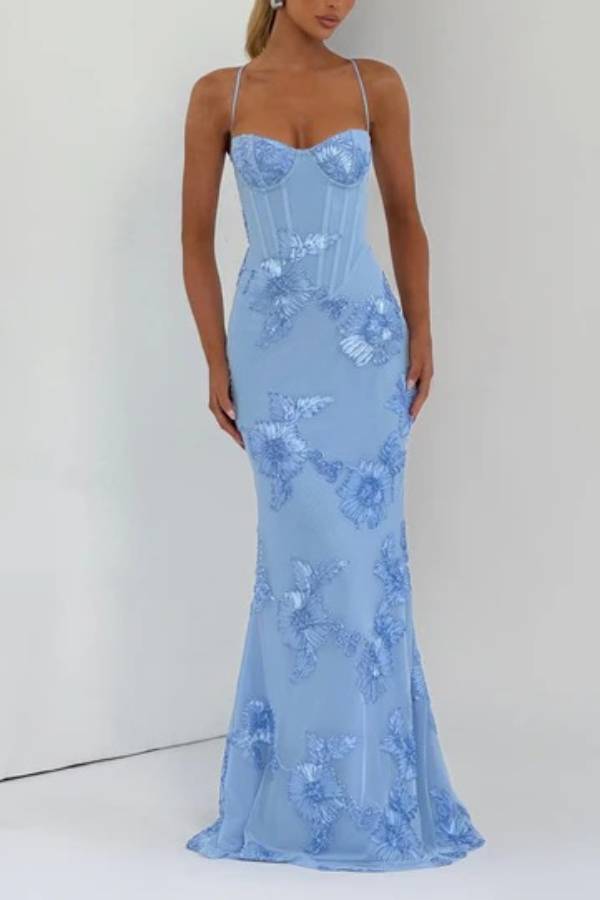 Floral Lace Cami Gown