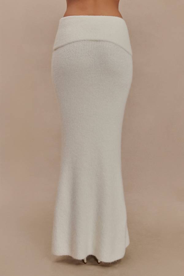 Charlotte Knit Ribbed Waist Fishtail Stretch Maxi Skirt