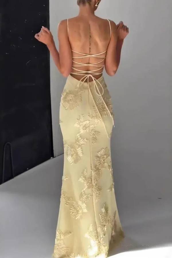 Floral Lace Cami Gown