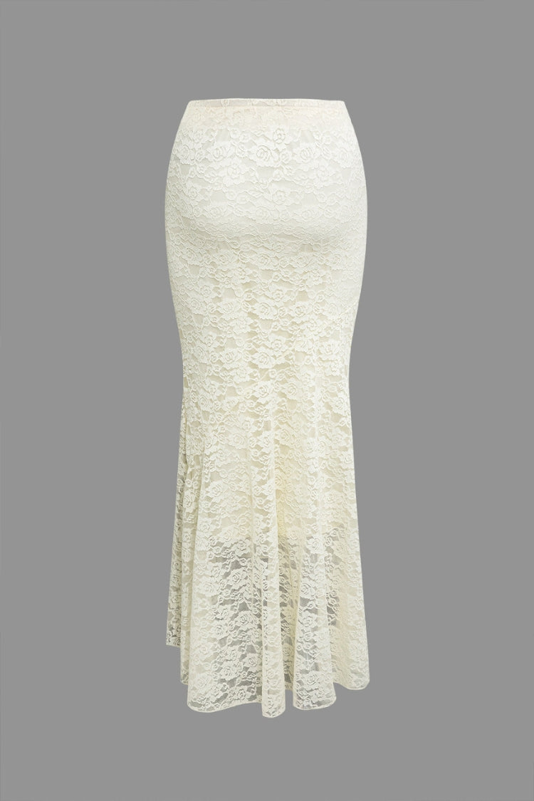 Jupe sirène en dentelle à ourlet asymétrique 